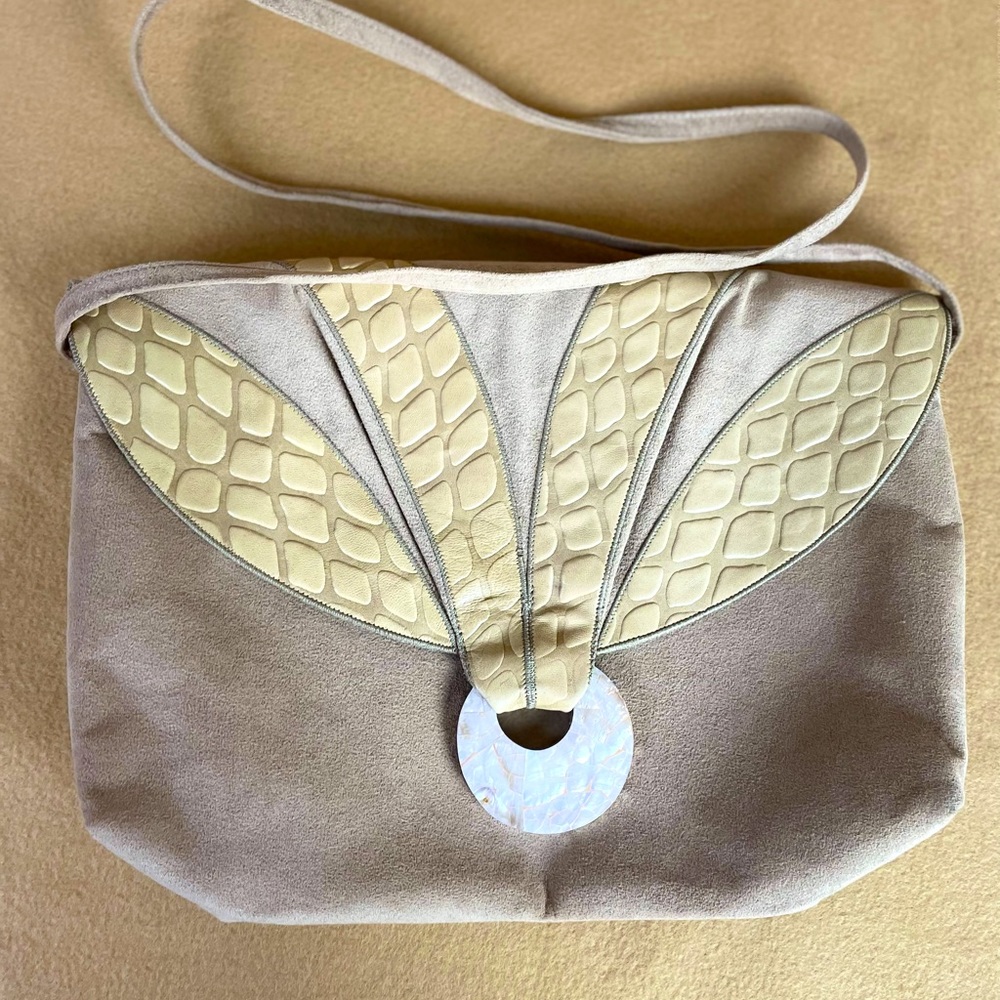 Tan, suede and leather shoulder bag